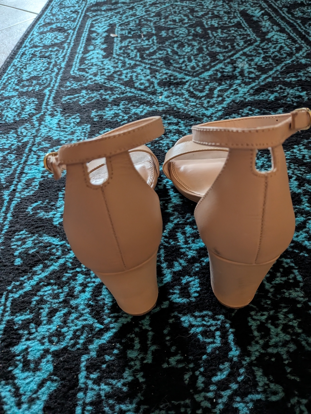 Kelly & Katie "Hailee" Nude Tan Ankle-Strap Block Heels - Picture 4 of 6